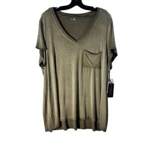 Cable & Gauge Sport Garment-Dyed V-Neck T-Shirt With Pocket 2X Jungle